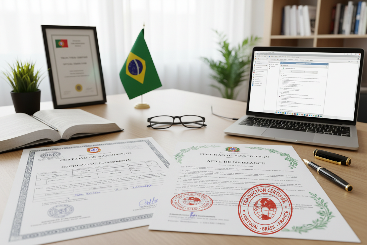 Traduction assermentée acte de naissance portugais ou brésilien
